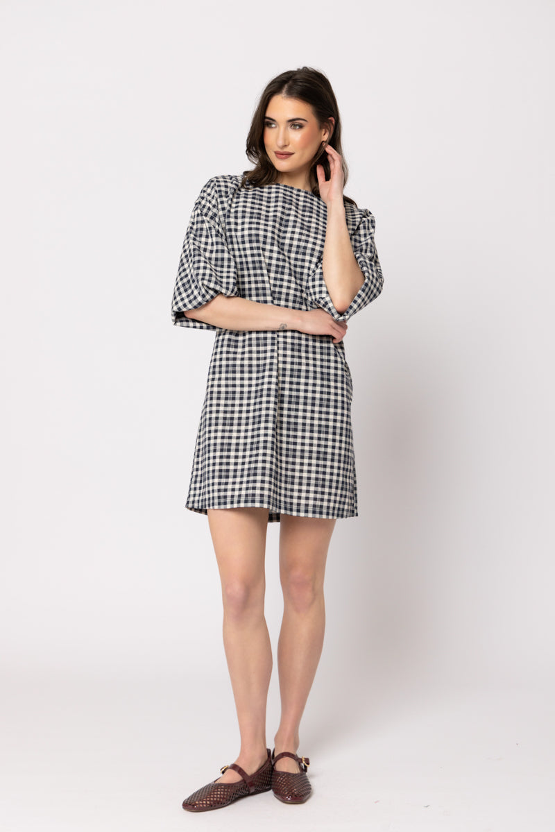 Batwing Dress Ink Check | Leila + Luca