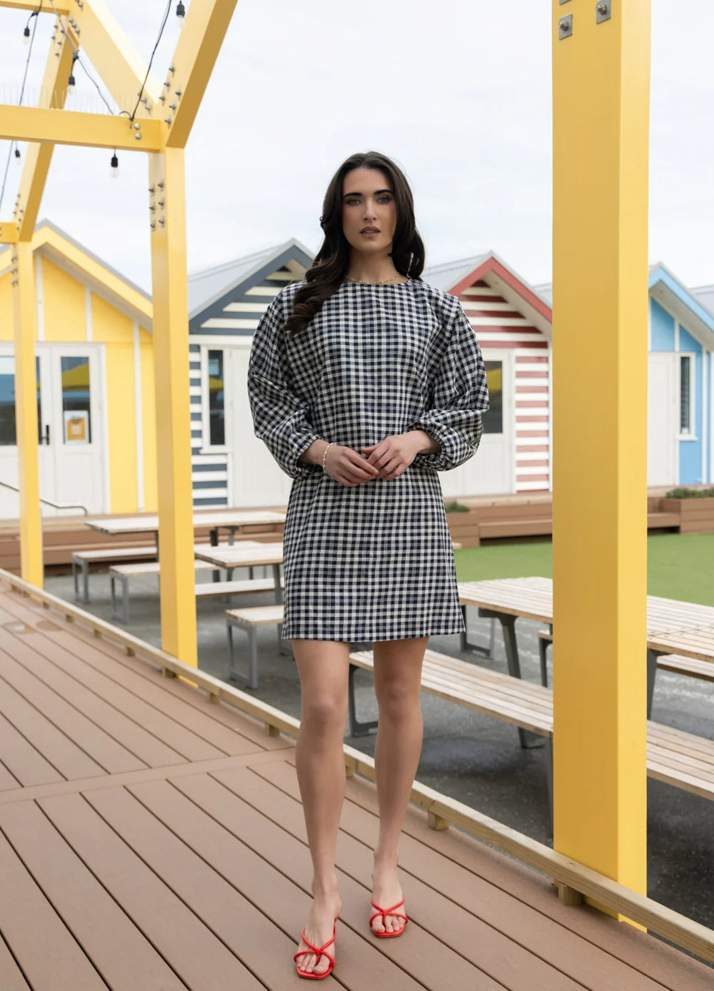 Batwing Dress Ink Check | Leila + Luca