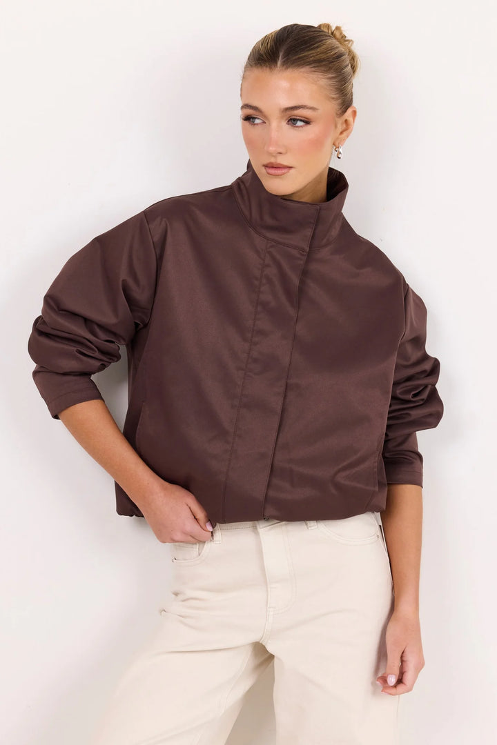 Landscape Chocolate Funnel Neck Track Jacket | Among The Brave