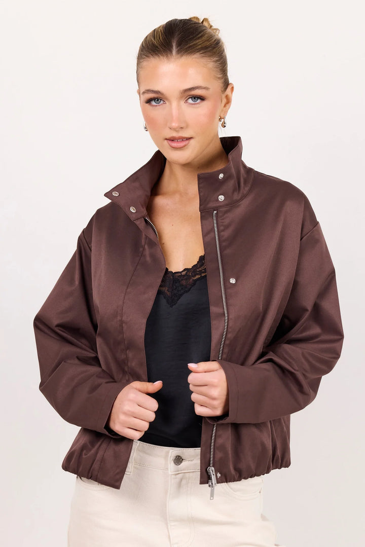 Landscape Chocolate Funnel Neck Track Jacket | Among The Brave