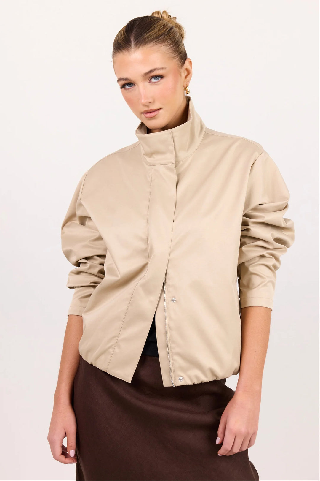 Landscape Taupe Funnel Neck Track Jacket | Among The Brave