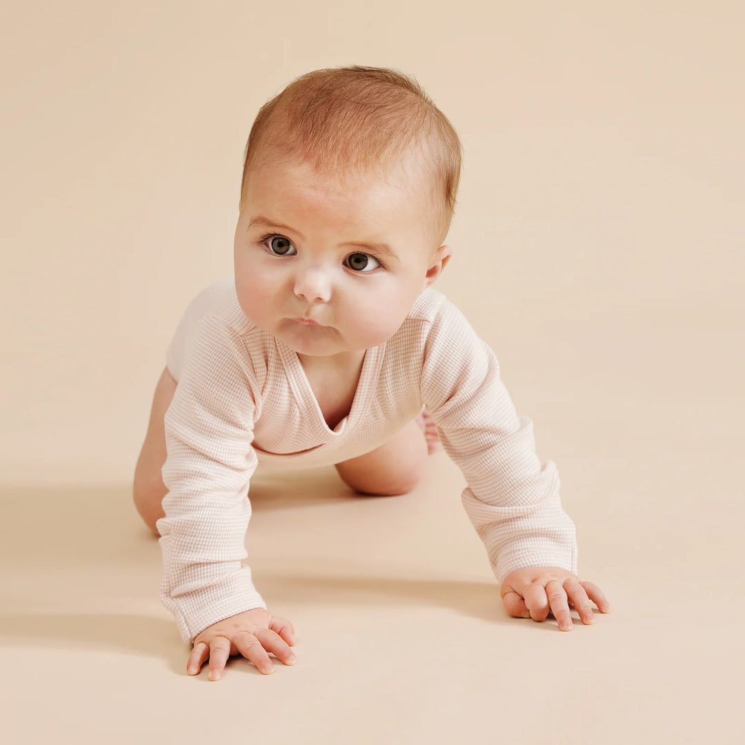 Stripe Cantaloupe Rib Kimono Bodysuit | Wilson & Frenchy
