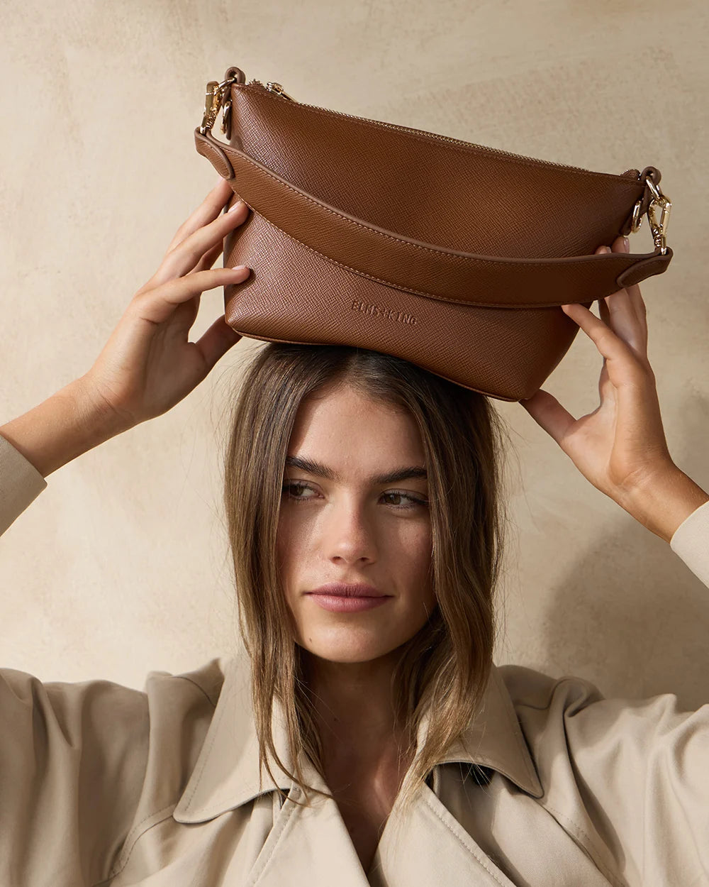Elms & King Leyton Xbody Bag - Tan Saffiano