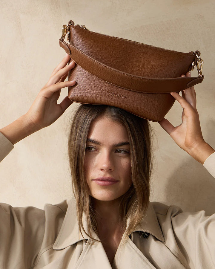 Elms & King Leyton Xbody Bag - Tan Saffiano