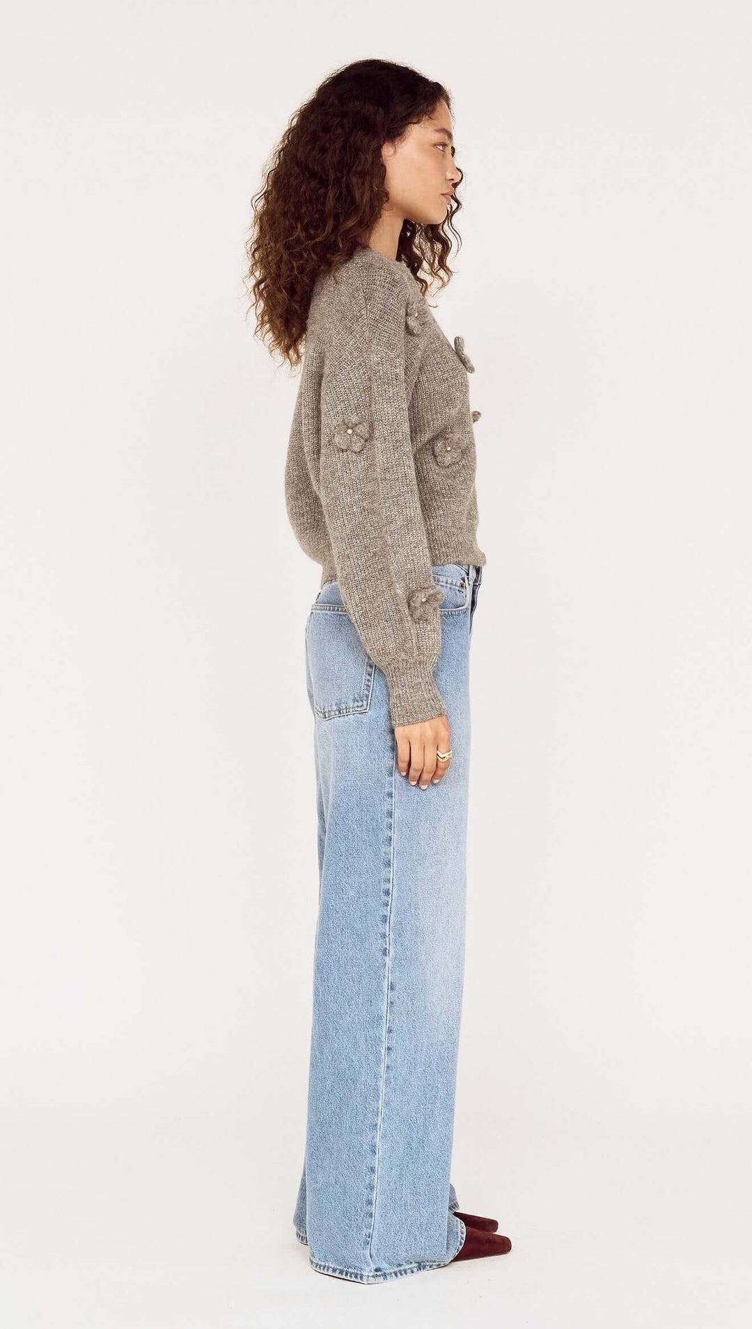 Vera floral Applique knit - Grey
