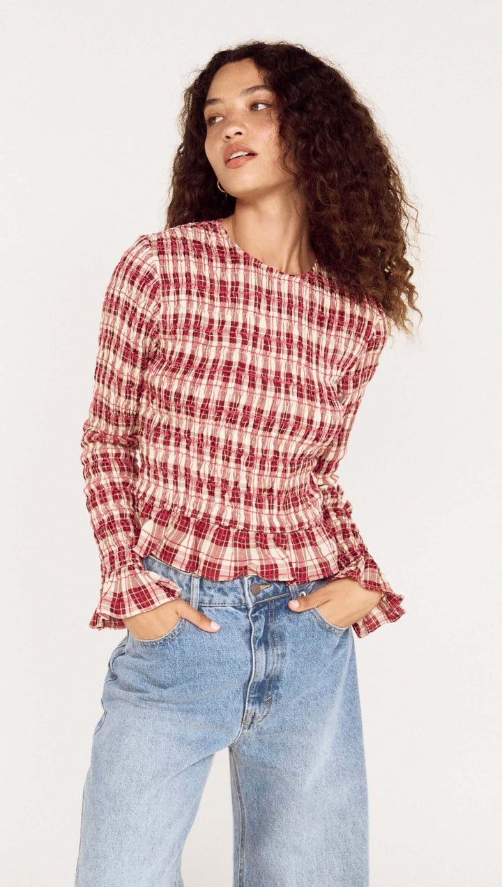 Anouk Shirred Top - Wine Check