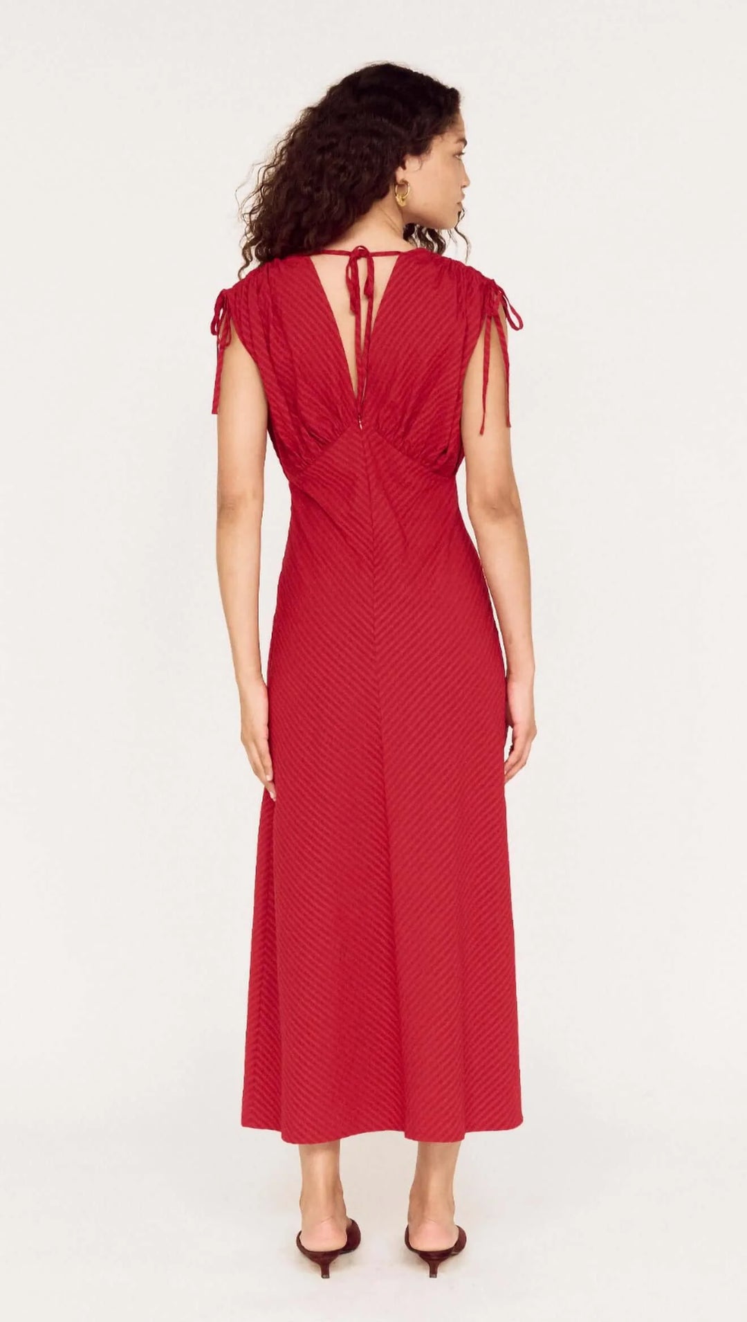 Malia V-Neck Midi Dress - Berry