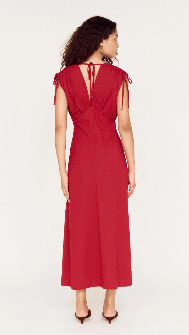 Malia V-Neck Midi Dress - Berry