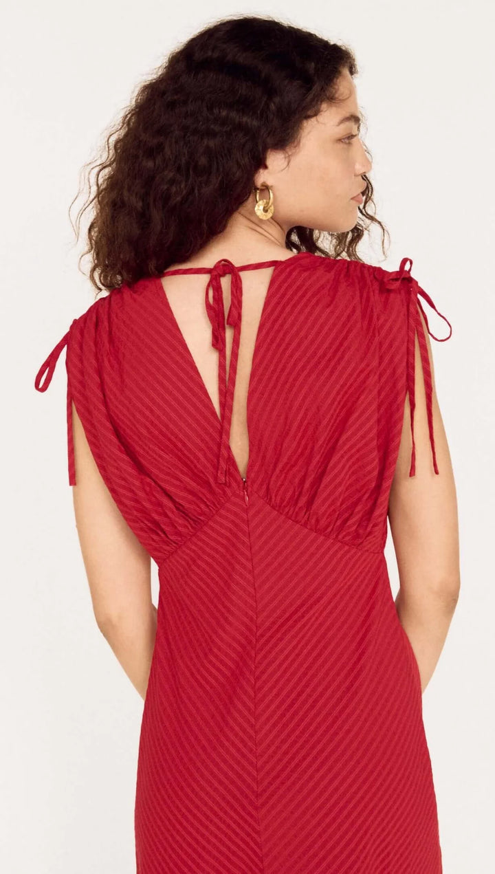 Malia V-Neck Midi Dress - Berry
