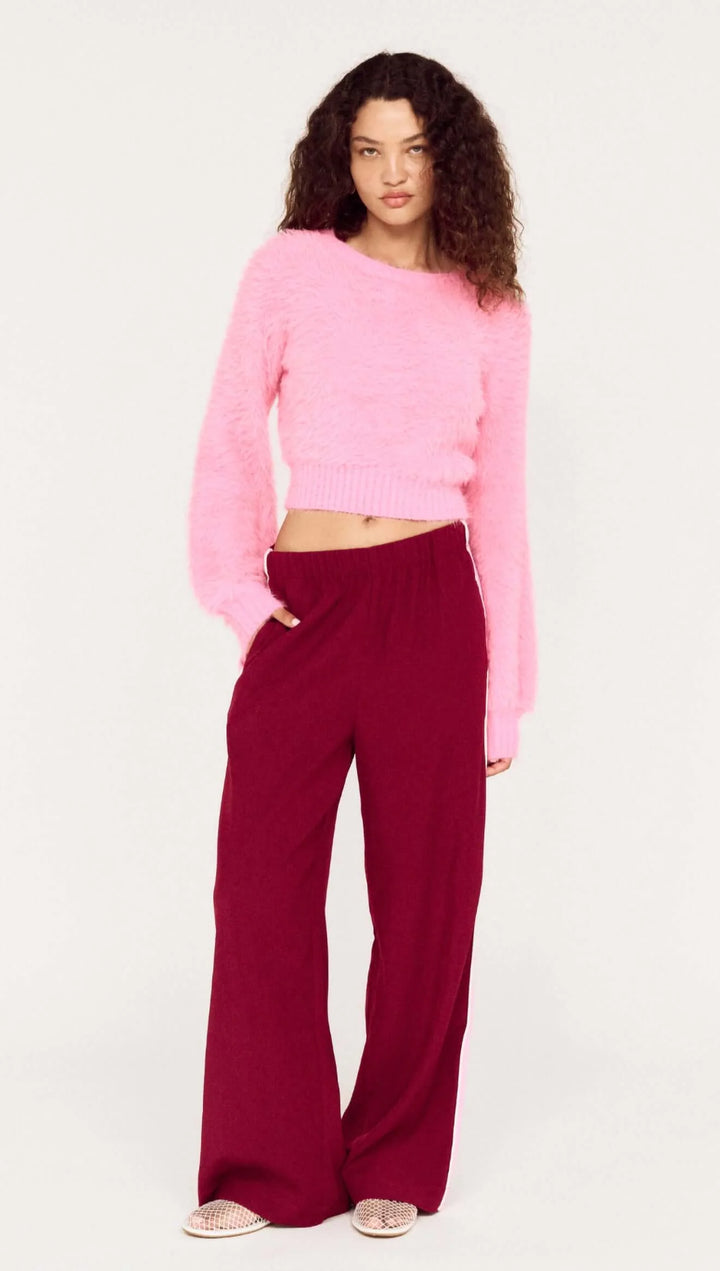 Vesper Casual Pant - Wine/ Pop Pink