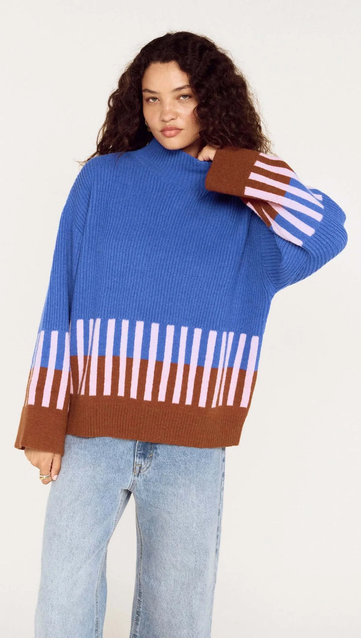 Kaia Intarsia knit - Cobalt Multi