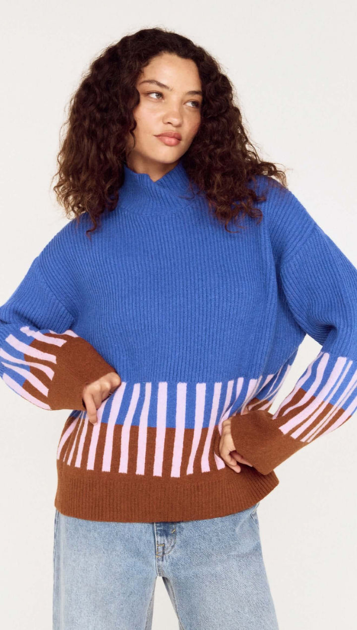 Kaia Intarsia knit - Cobalt Multi