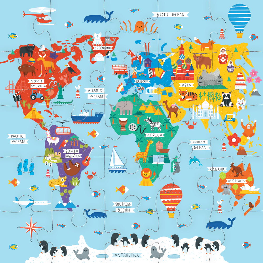 Mudpuppy jumbo world puzzle available from www.thecollectivenz.com
