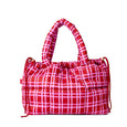Red and white checkered bag on a white background