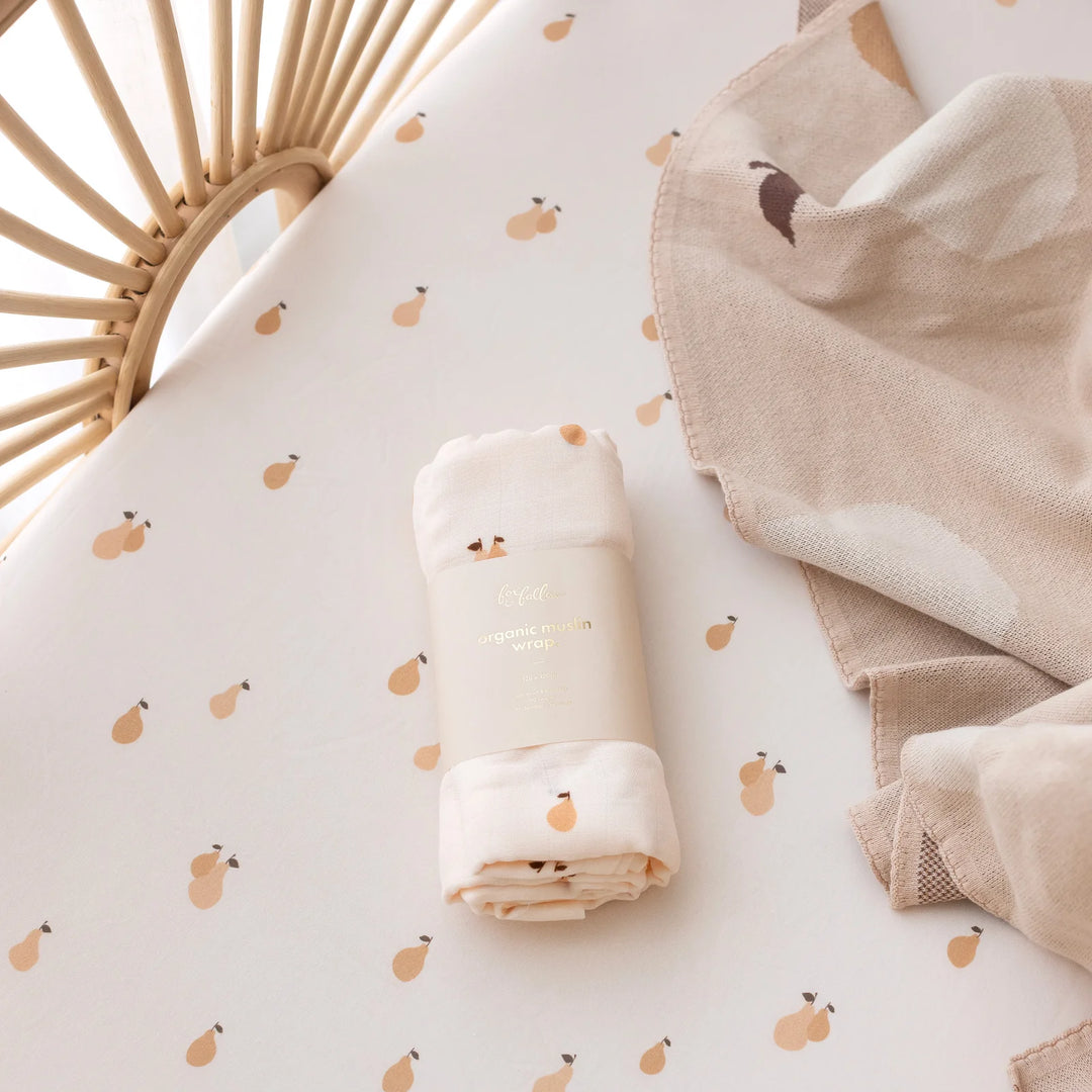 Golden Pears Fitted Bassinet Sheet/Change Pad Cover | Fox & Fallow