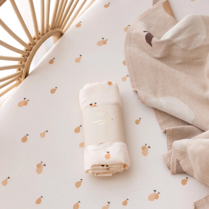 Golden Pears Fitted Bassinet Sheet/Change Pad Cover | Fox & Fallow