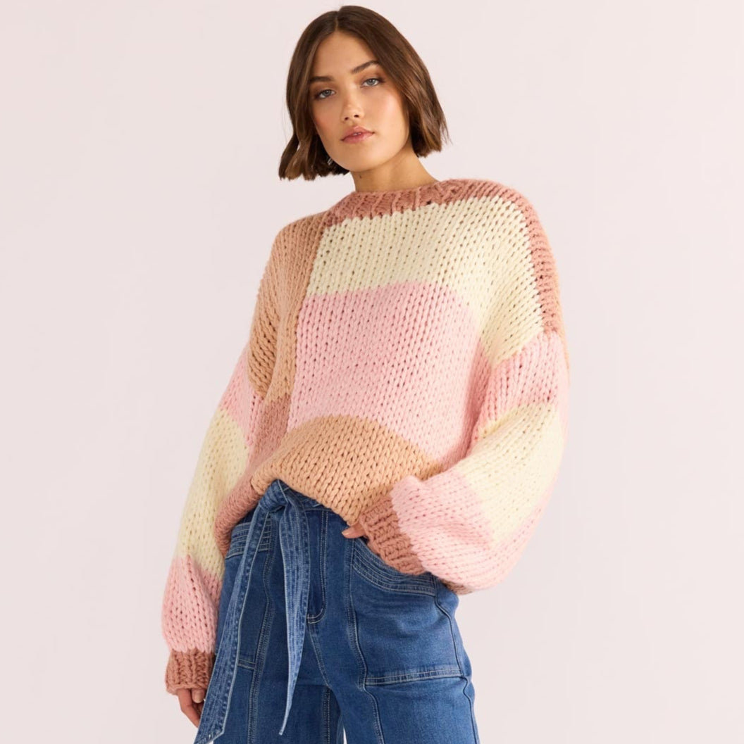 Stay cozy in style, with the Marcella Colour Block Sweater by MINKPINK Available from www.thecollectivenz.com