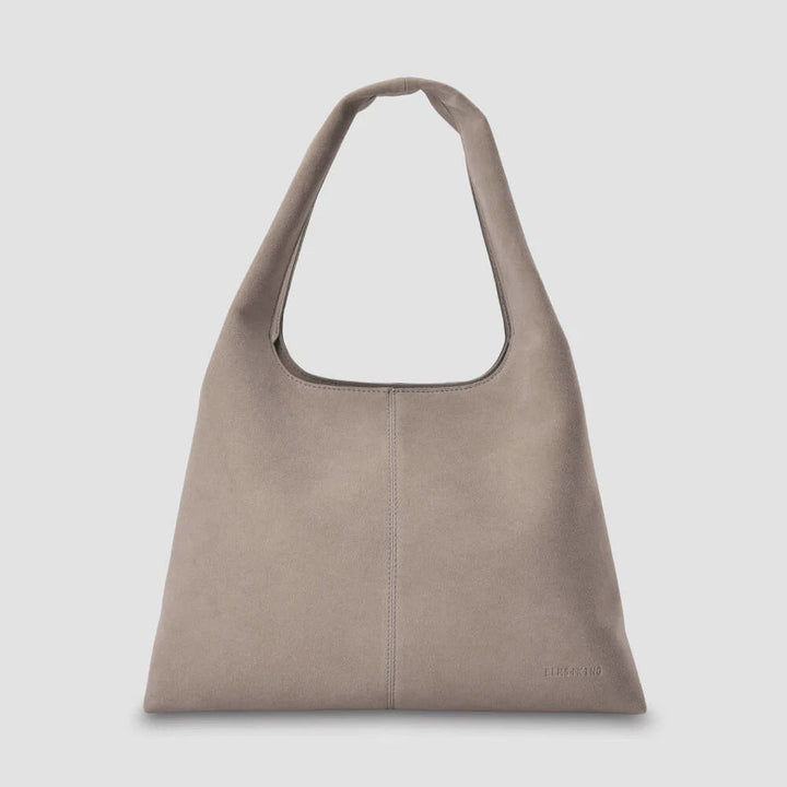 Beige handbag on a white background