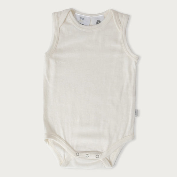 Merino Singlet Bodysuits are perfect for wearing on their own in the warmer months or for layering up in cooler seasons without restricting arm movement. Available from www.thecollectivenz.com