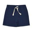 Milky Navy blue shorts with a beige drawstring on a white background