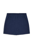 Milky Navy blue linen shorts on a white background