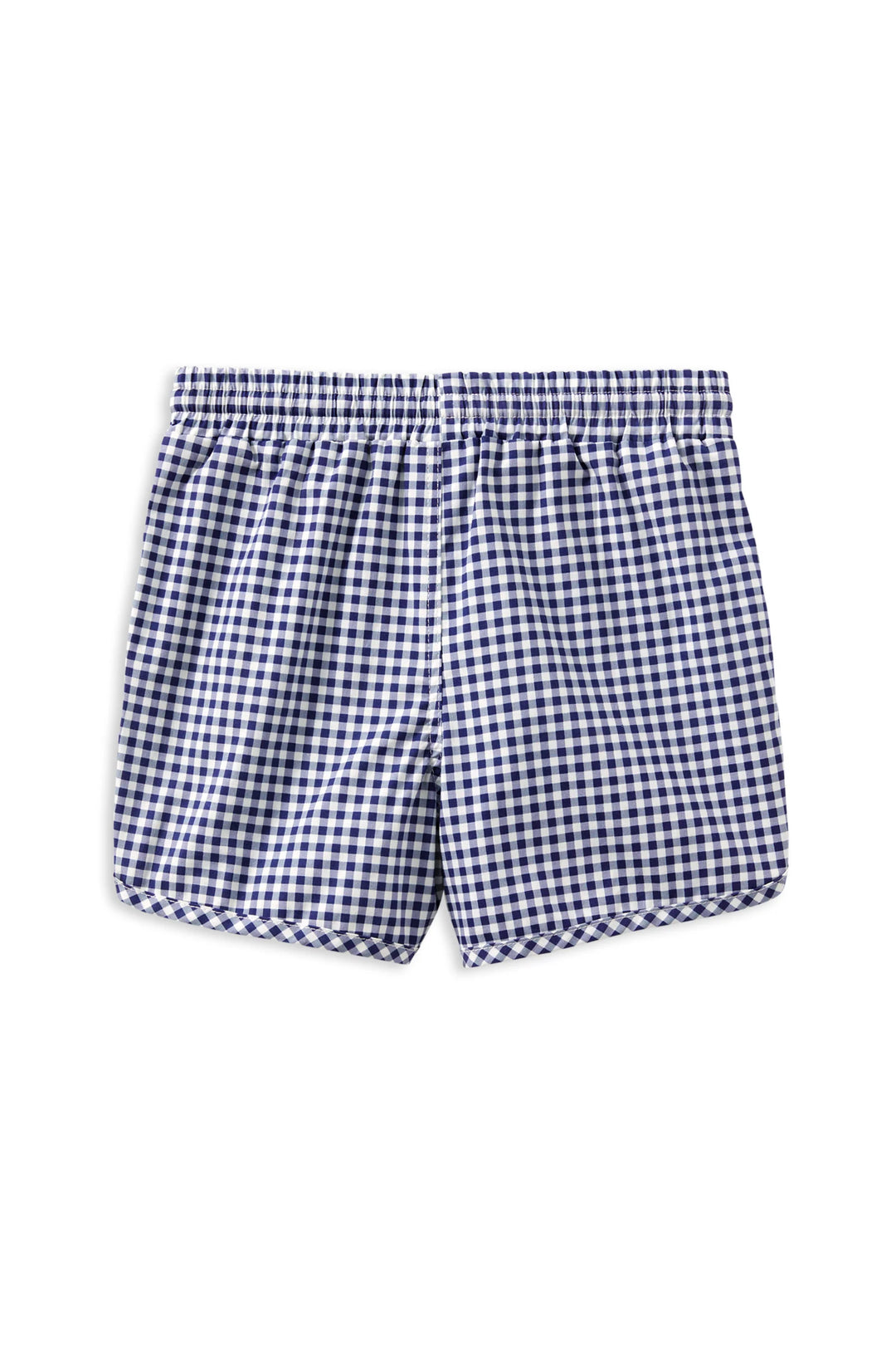 Milky Blue and white checkered shorts on a white background