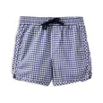 Milky Blue and white checkered shorts on a white background