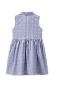 Milky Blue and white checkered dress on a white background