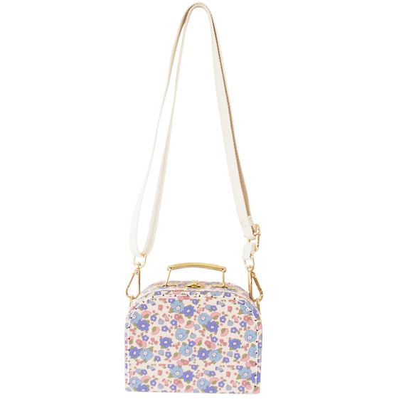 A fashionable cross body mini case in a sweet little floral print. The cutest size and adjustable strap. A cute perfect first bag for your little ones accessories collection. Available from www.thecollectivenz.com