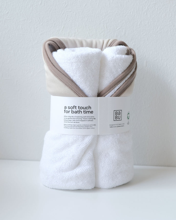 Babies and young children have extremely sensitive skin, so Babu have made hooded towels from  the softest cotton. No more scratchy towels after bath time – even after many washes. Available from www.thecollectivenz.com