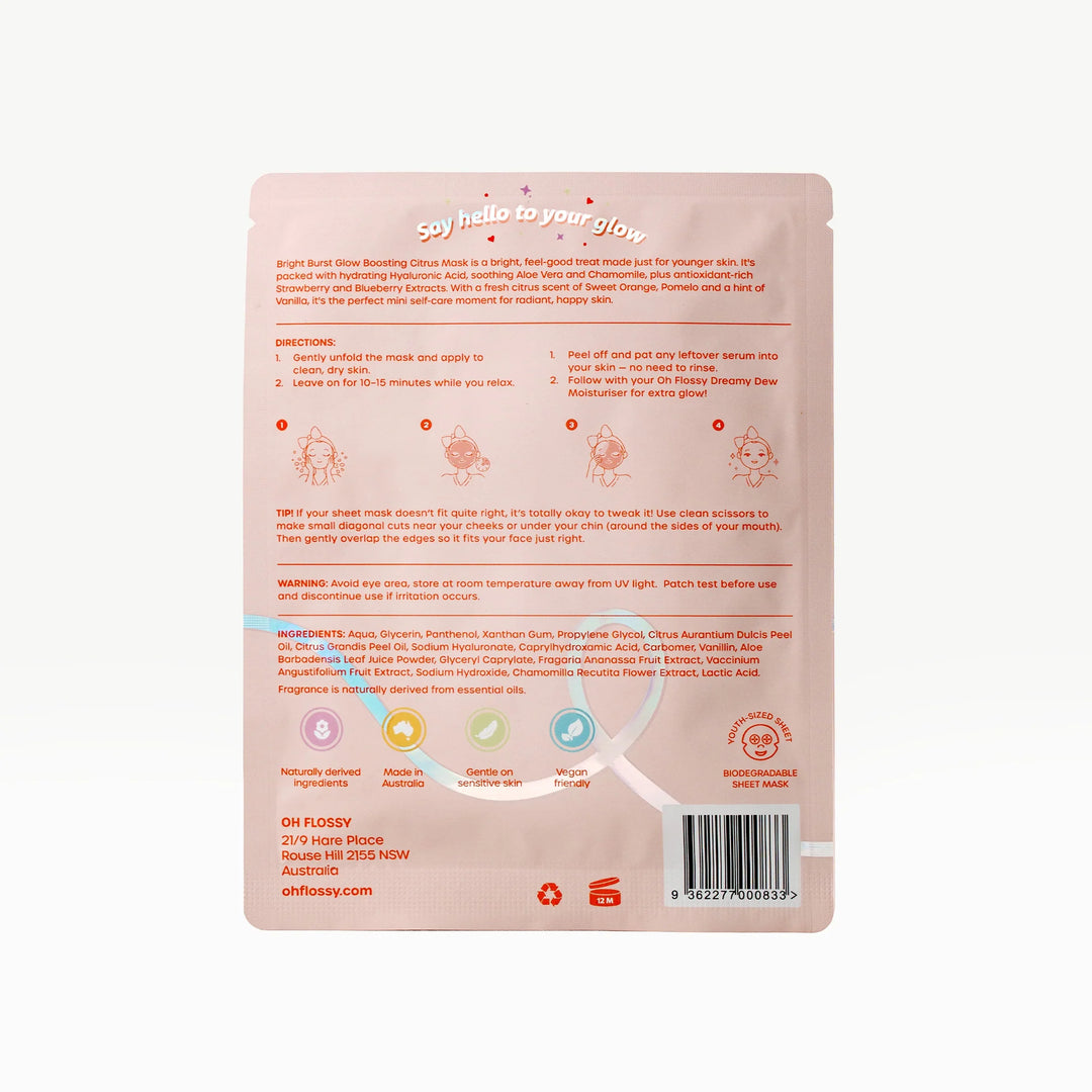 Oh Flossy Skincare | Bright Burst Glow Boosting Citrus Mask