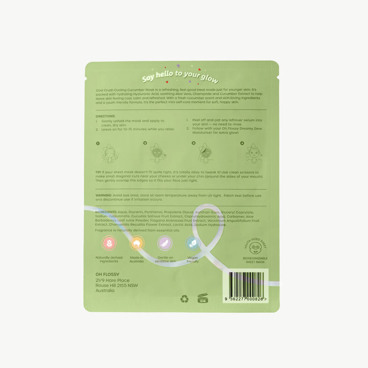 Oh Flossy Skincare | Cool Crush Cooling Cucumber Mask