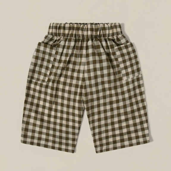 Organic Zoo Olive Gingham Fisherman Pants available from www.thecollectivenz.com