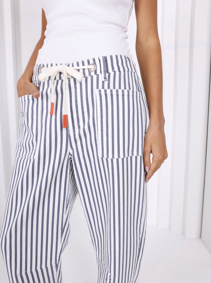 Monaco Carter Barrel Jeans - Navy Stripe