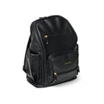 Pretty Brave black diaper backpack with gold accents on a white background
