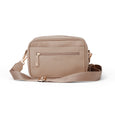Pretty brave Beige crossbody nappy bag on a white background