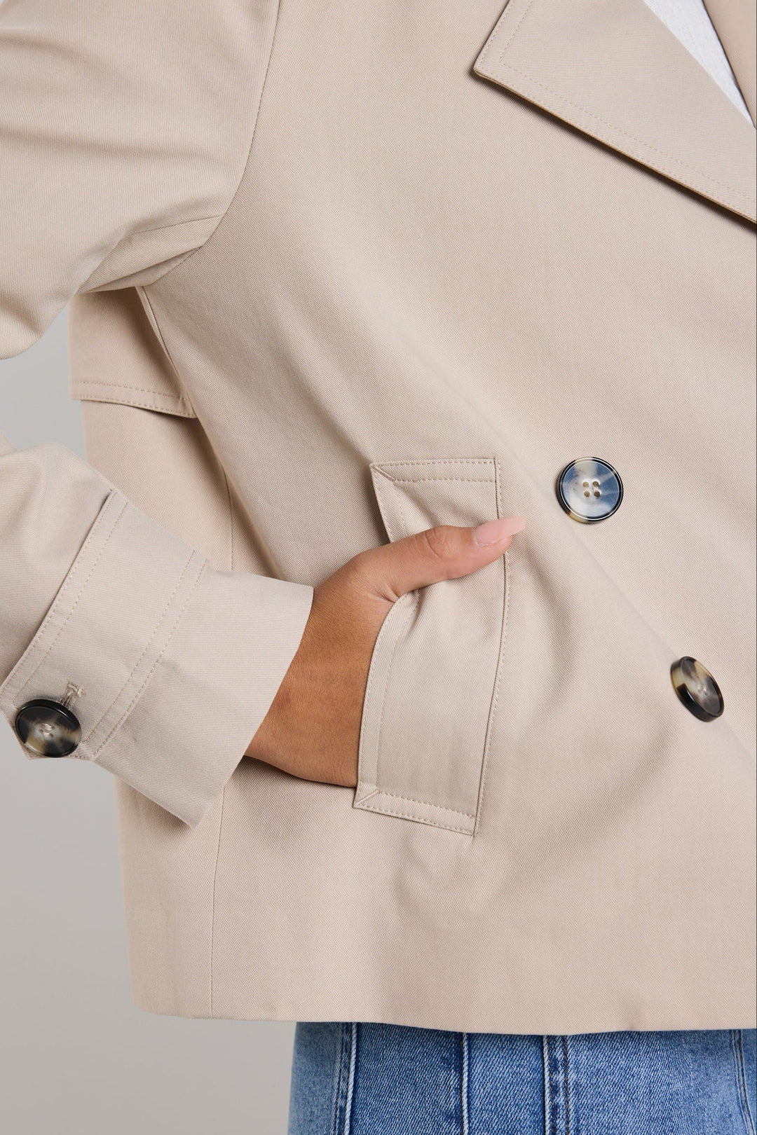 Pathway Taupe Cropped Trench Jacket