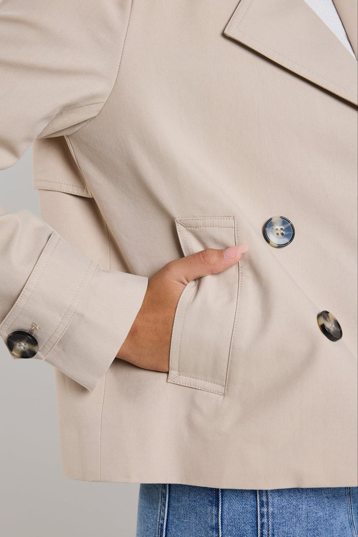 Pathway Taupe Cropped Trench Jacket