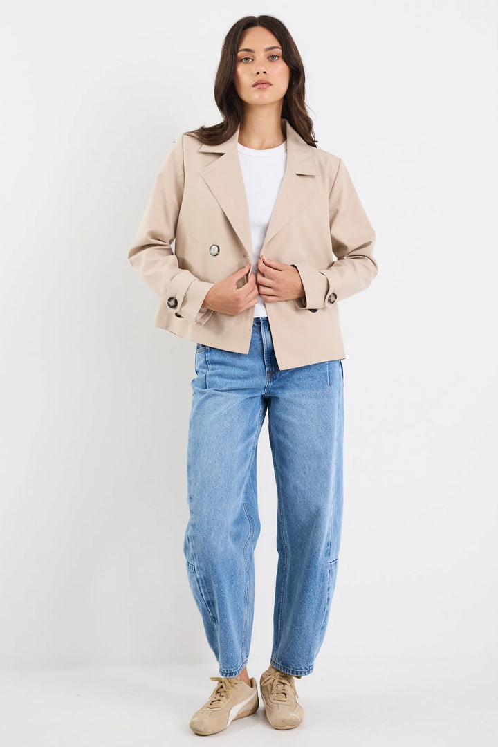Pathway Taupe Cropped Trench Jacket