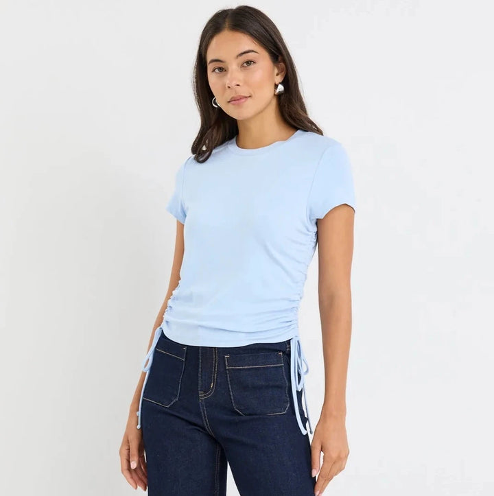 Perfect Rouched Side Crop Tee / Pale Blue