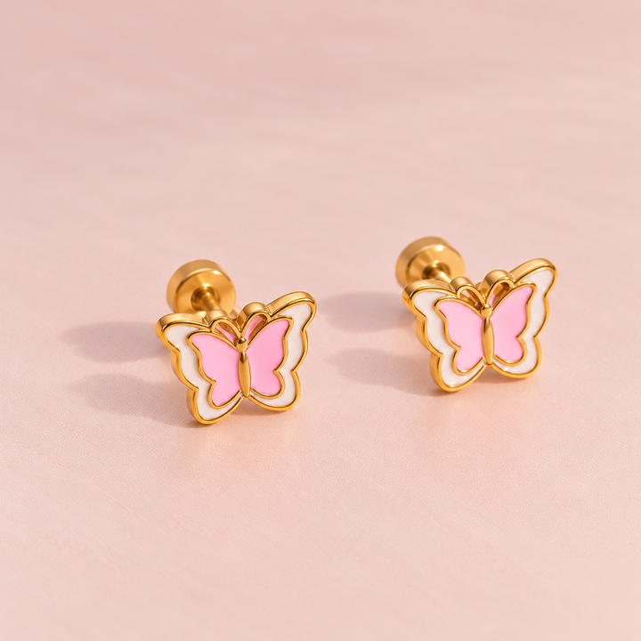 Pink Butterfly Kids Studs| Collective Kids