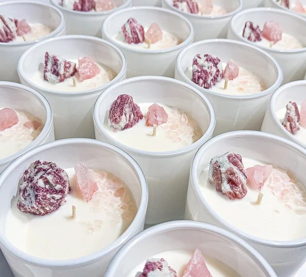 Pink Tourmaline Crystal Candle | Opal & Sage