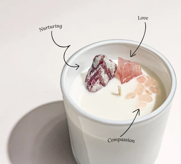 Pink Tourmaline Crystal Candle | Opal & Sage
