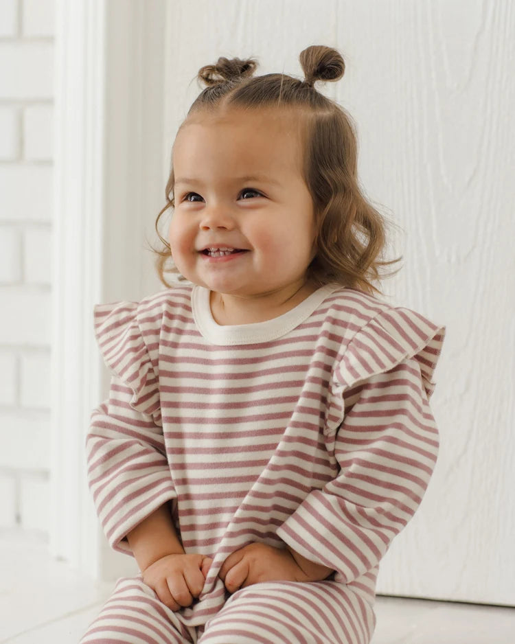 Ruffle Cozy Set Mulberry Stripe | Quincy Mae