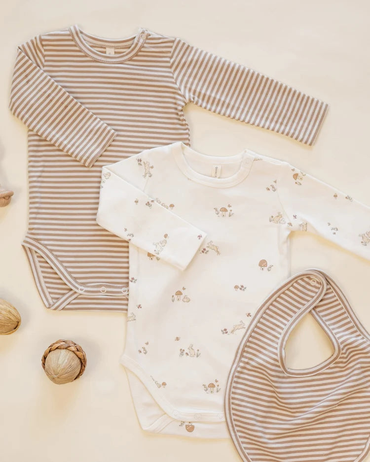 2 PackBunnies + Almond stripe Jersey Bodysuit | Quincy Mae