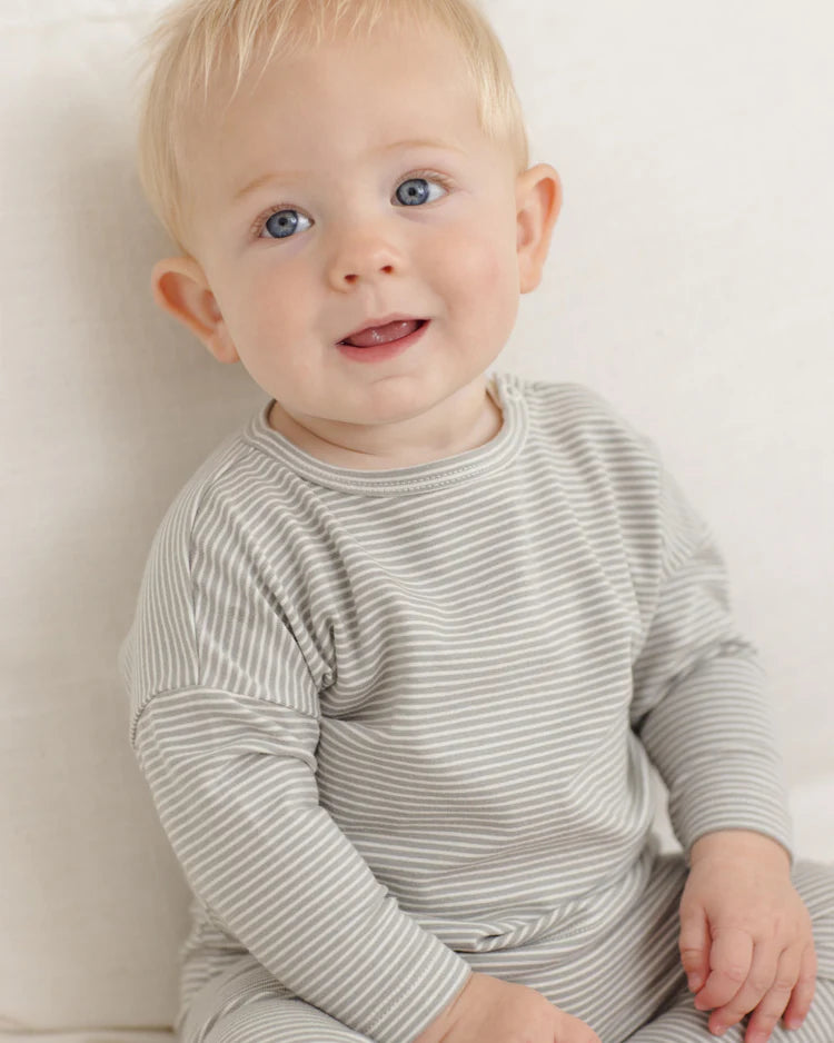 Long Sleeve Tee || Sage Micro Stripe