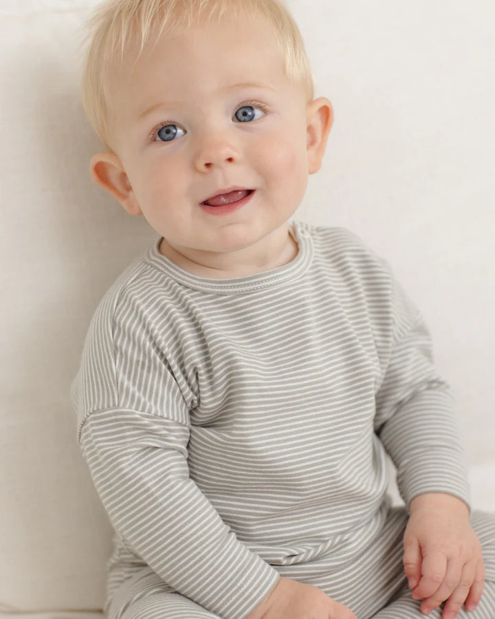 Long Sleeve Tee || Sage Micro Stripe