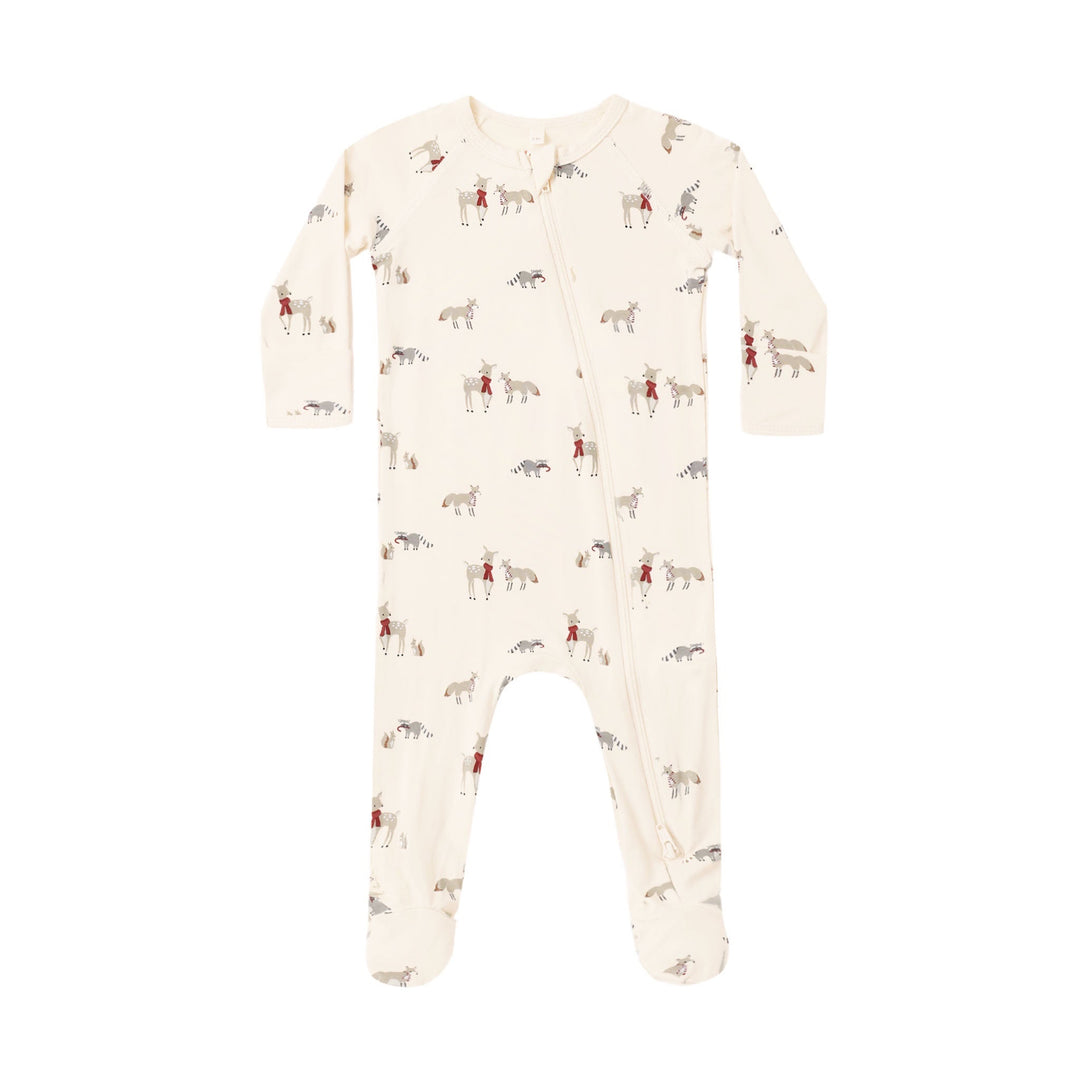 Bamboo Zip Footie Forest Friends | Quincy Mae