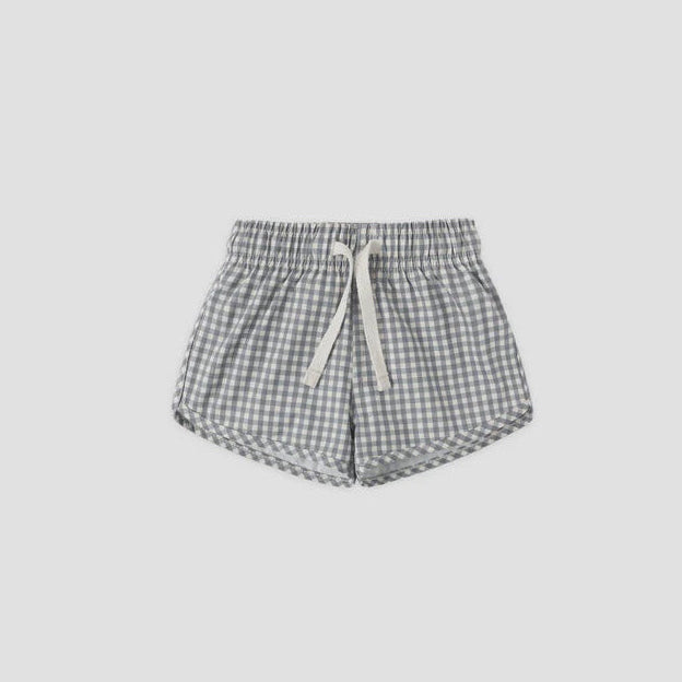 Checkered shorts with a drawstring on a white background