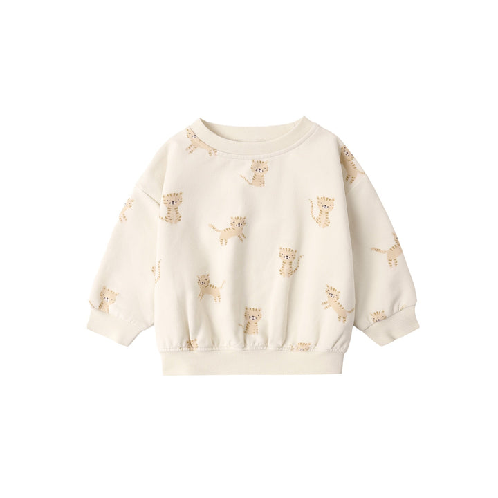 Beige sweater with teddy bear pattern on a white background